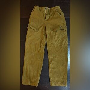 Army green high waisted straight leg cotton pant